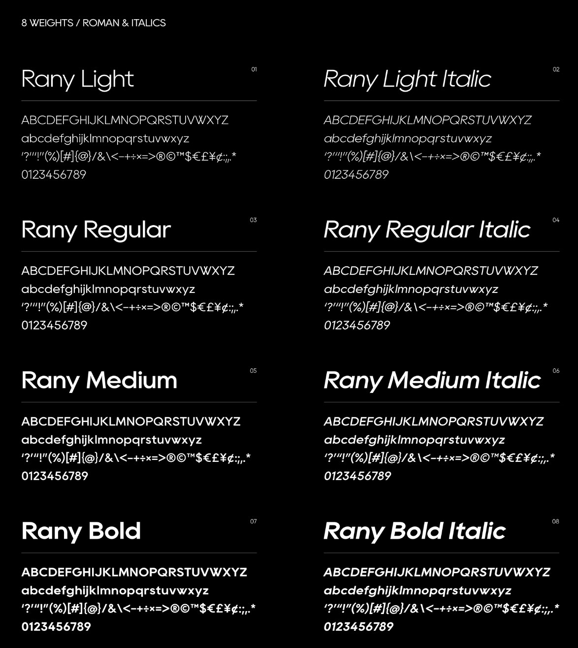Rany Typeface:一款现代简约的免费商用几何无衬线字体