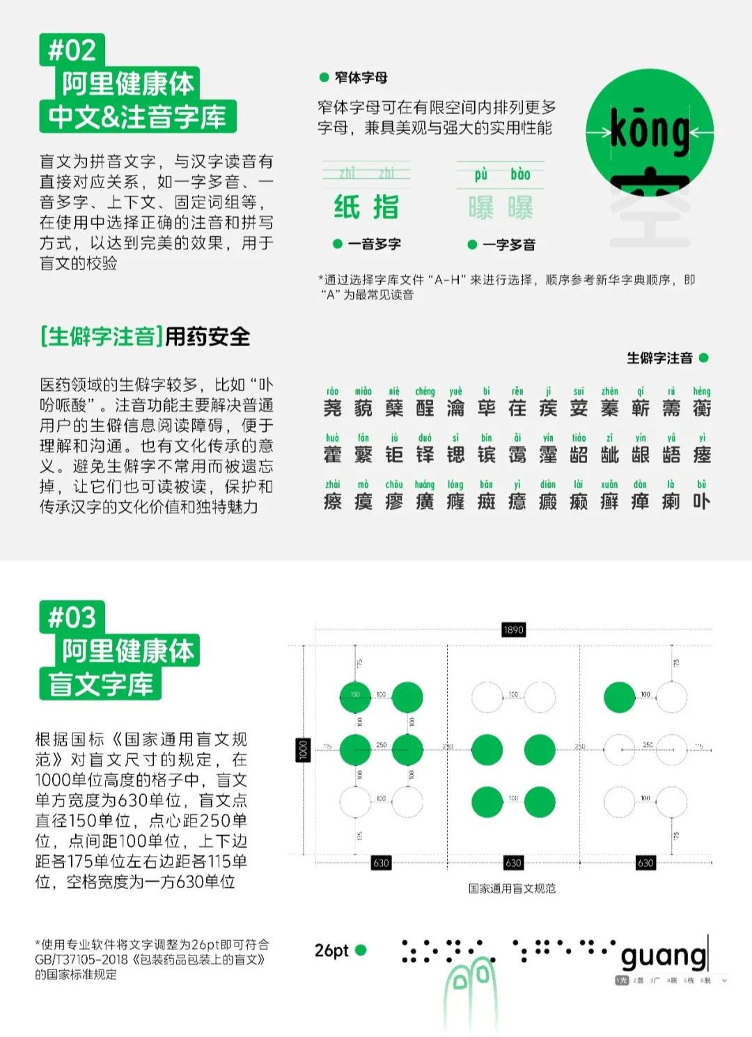 阿里健康体2.0:免费商用无障碍中文盲文注音字体