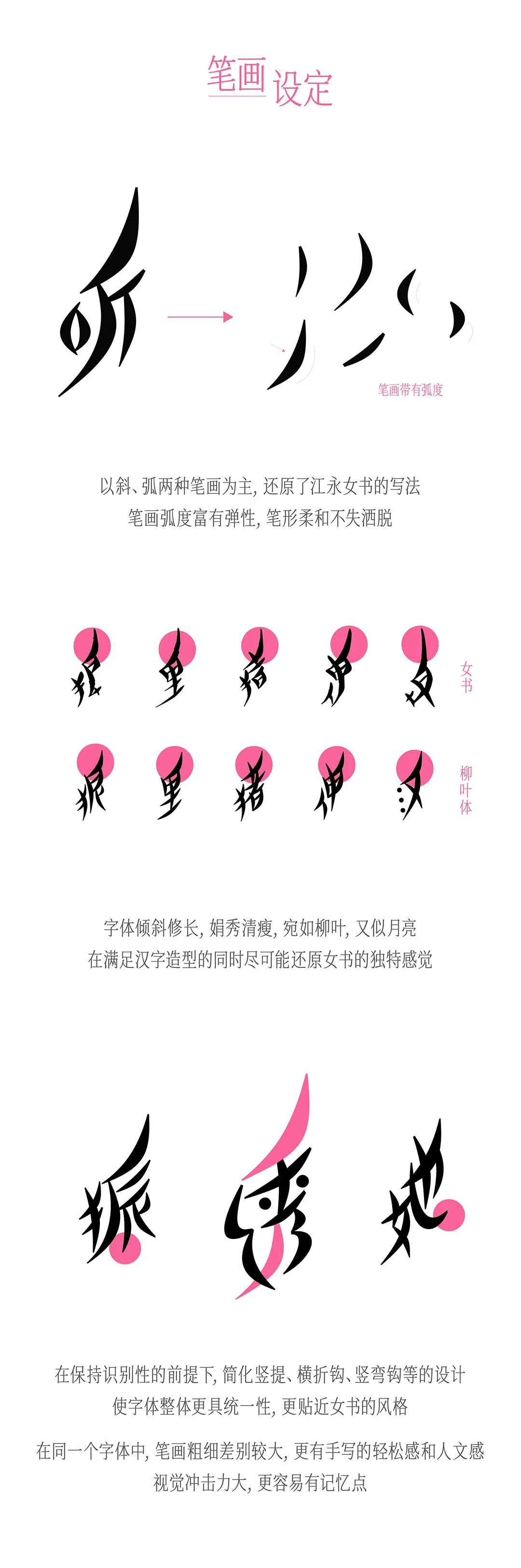 也字工厂柳叶体:基于女书文化转译的瘦长倾斜手写展示字体