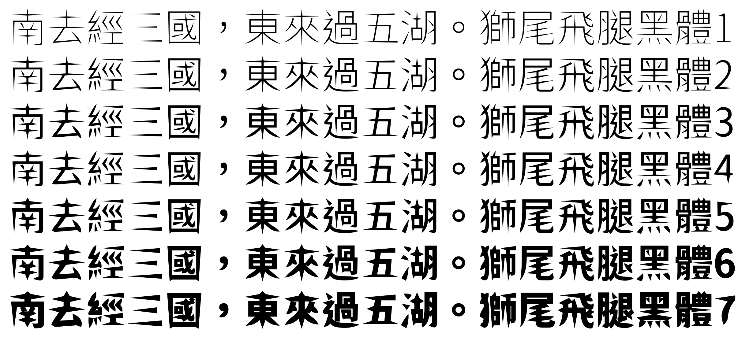獅尾飛腿黑體