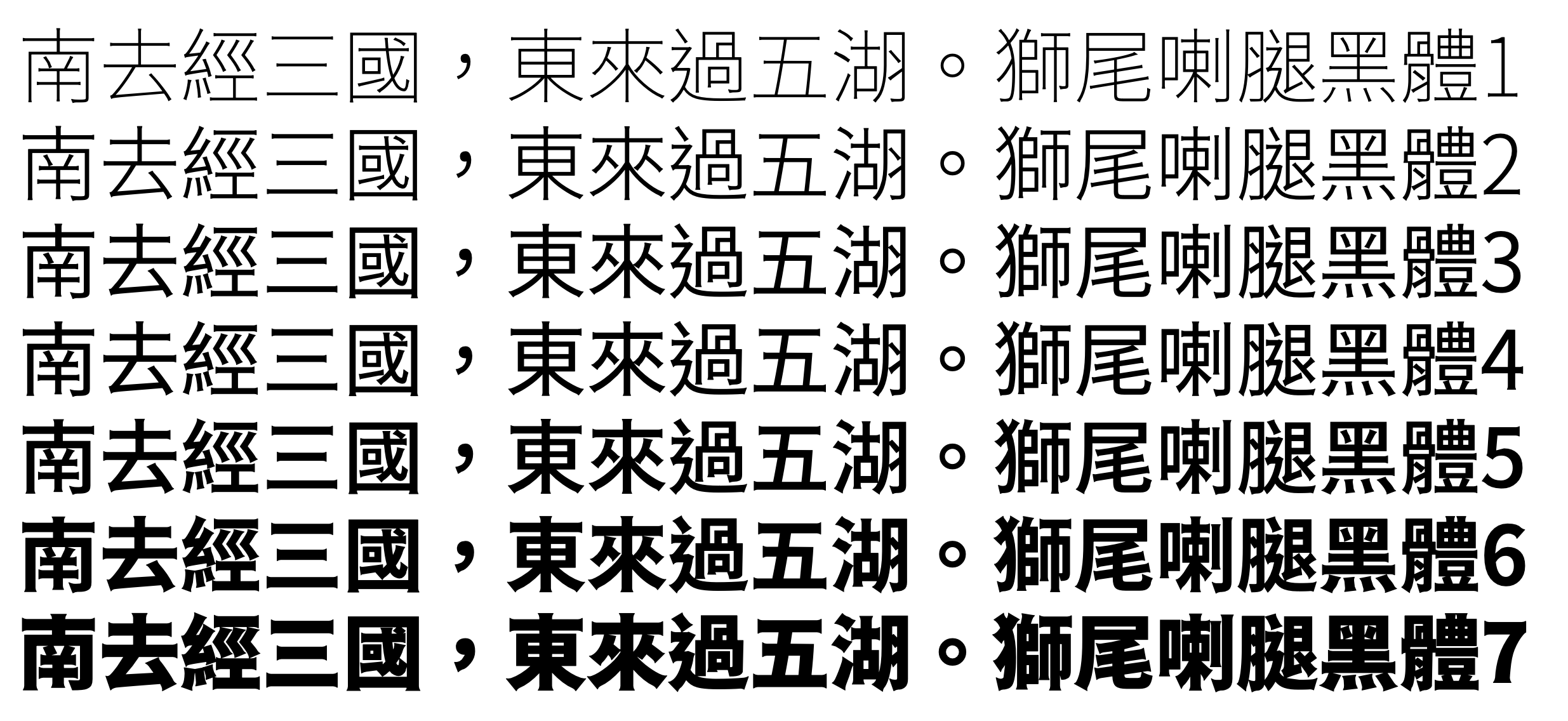 獅尾喇腿黑體