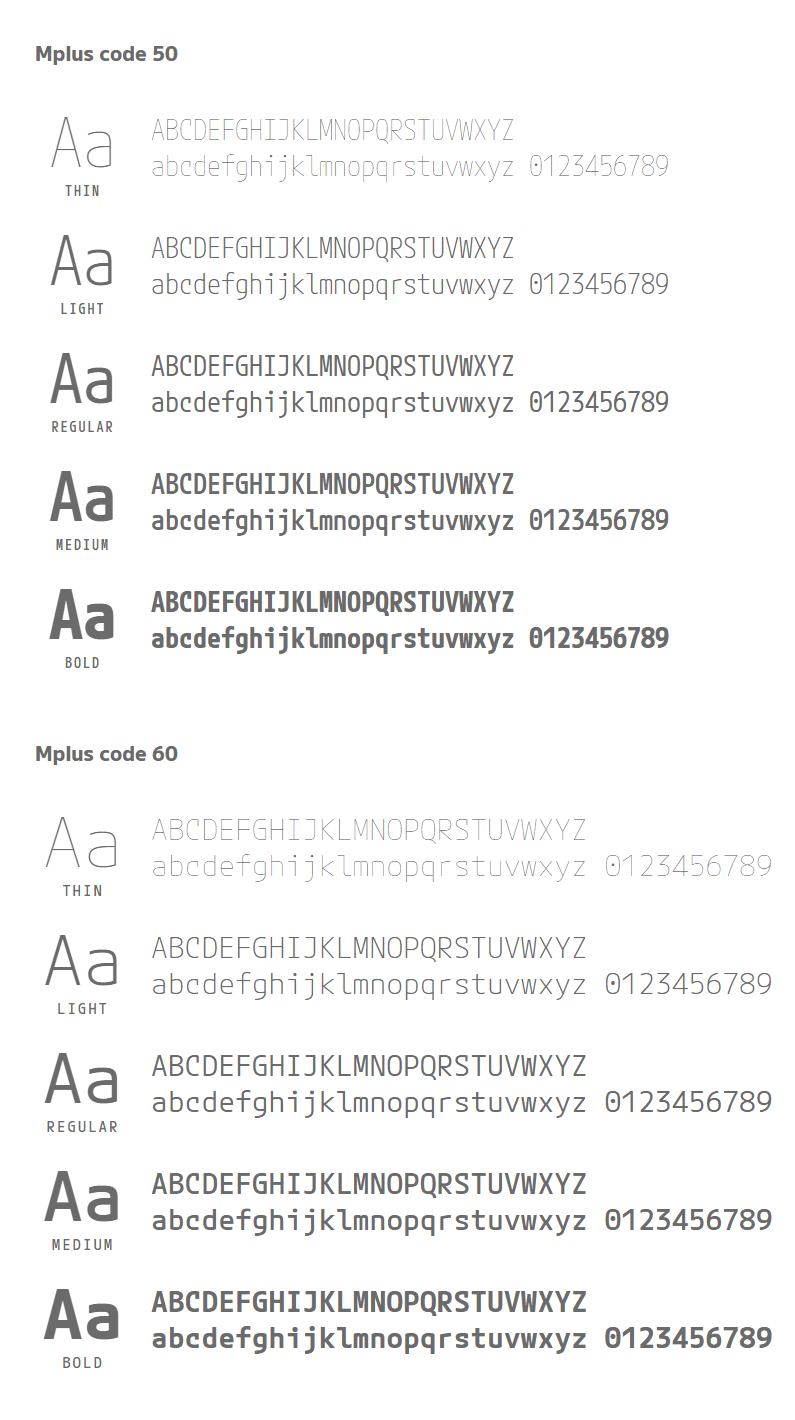 M+ FONTS:M PLUS 1/2 免费商用字体下载
