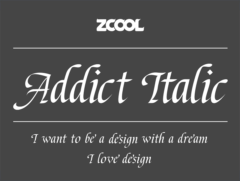 ZCOOL Addict Italic:免费商用英文意大利手写字体下载