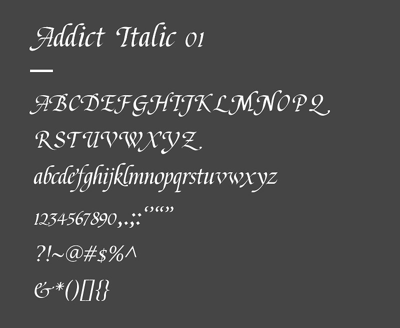 ZCOOL Addict Italic:免费商用英文意大利手写字体下载