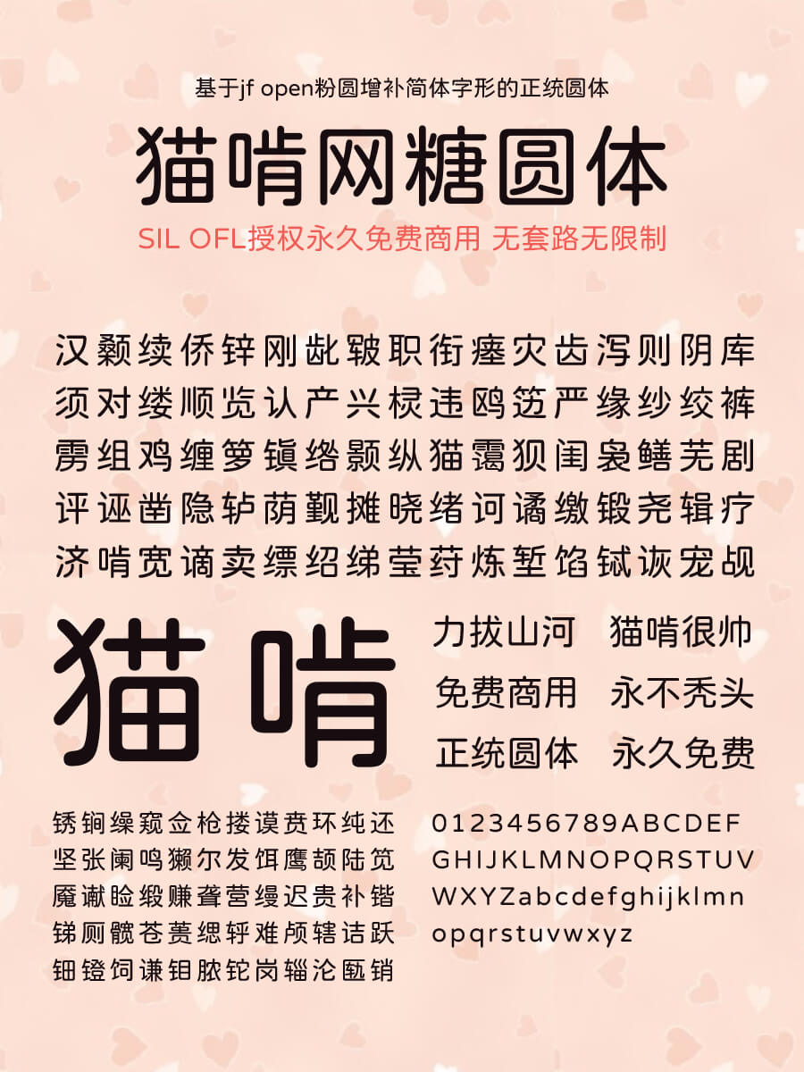 猫啃网糖圆体:圆润可爱免费商用中文圆体字体下载