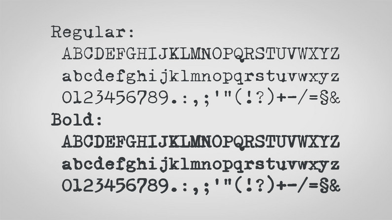 X Typewriter:怀旧打字机风英文等宽字体设计字体