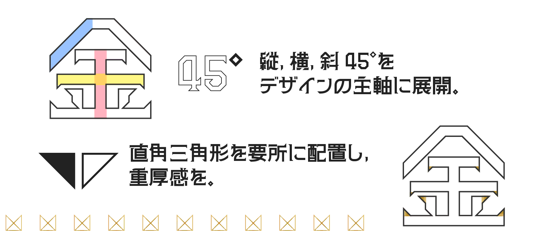 金画字(キンカクジ):45度倾斜几何装饰日系免费商用字体