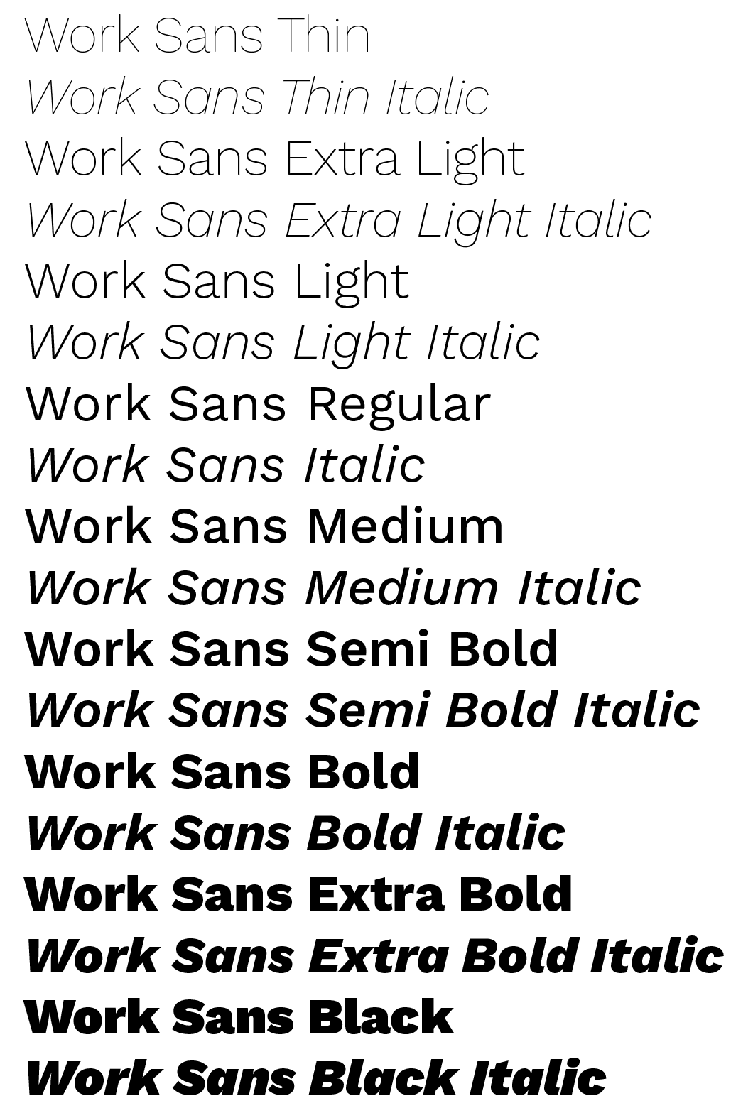Work Sans无衬线字体:Grotesque风格免费商用可变字体