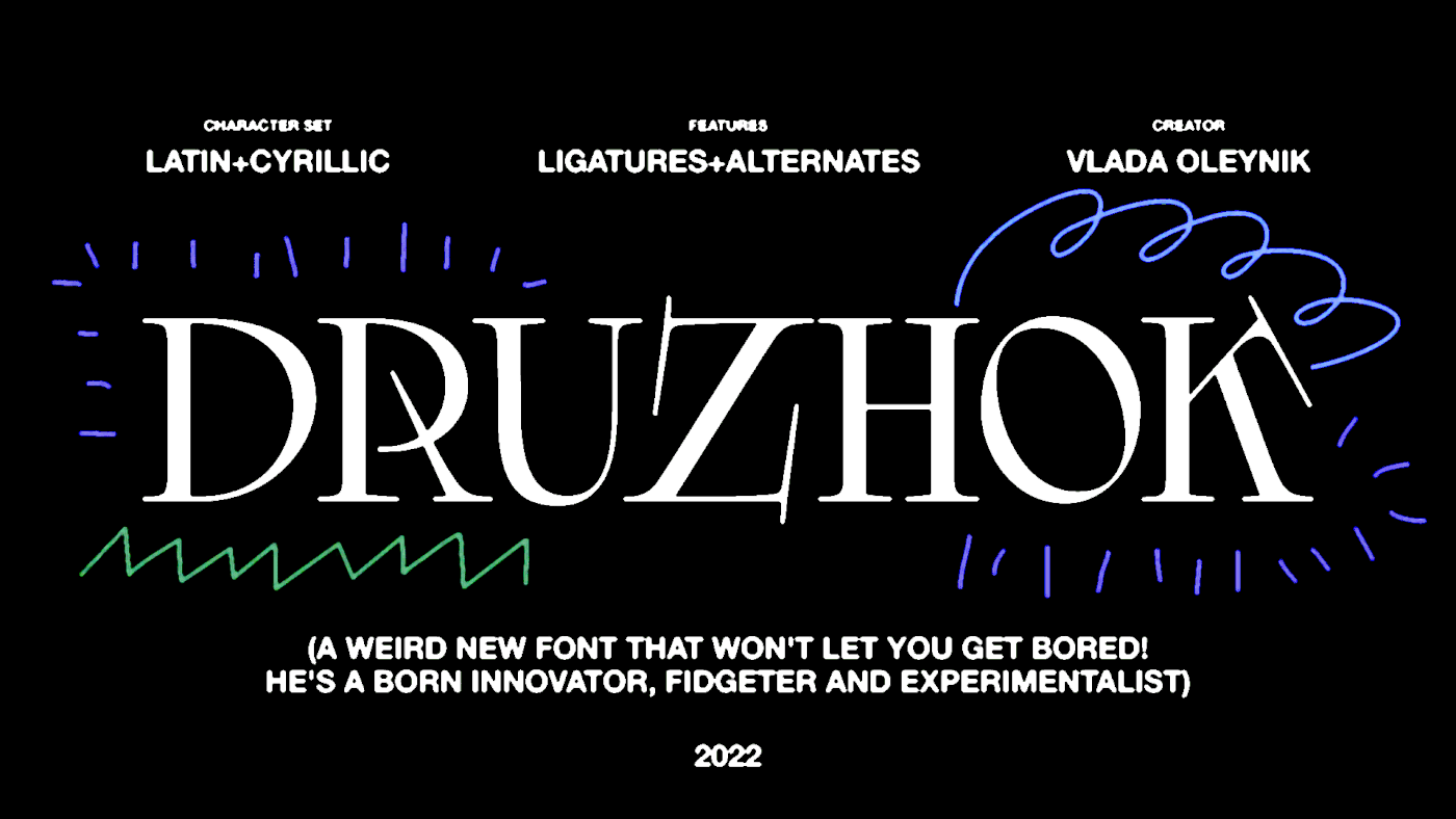DRUZHOK:实验解构艺术衬线英文字体