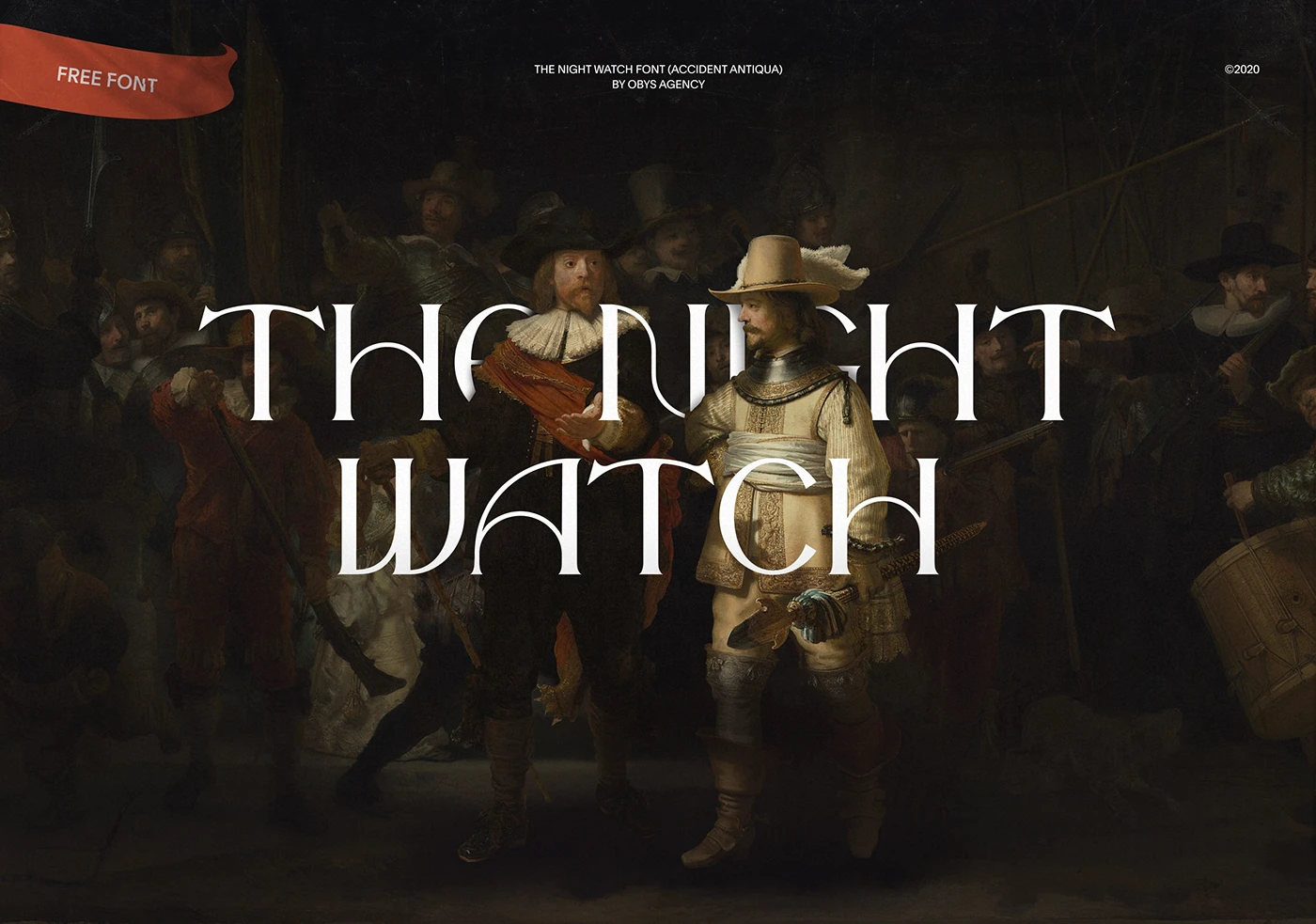 The Night Watch:受《夜巡》艺术启发的古典优雅展示衬线字体