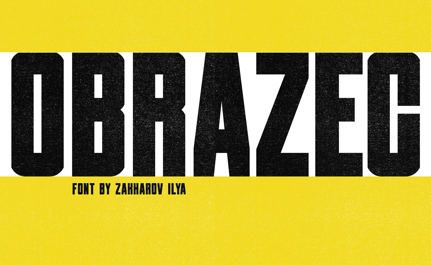 Obrazec字体:融合工业机械美学的粗犷几何无衬线字体
