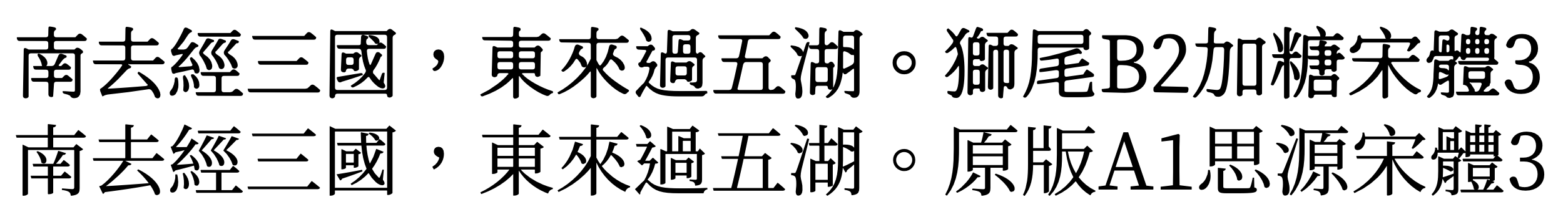 狮尾B2加糖宋体:基于思源宋体优化的横笔加粗免费商用中文字体