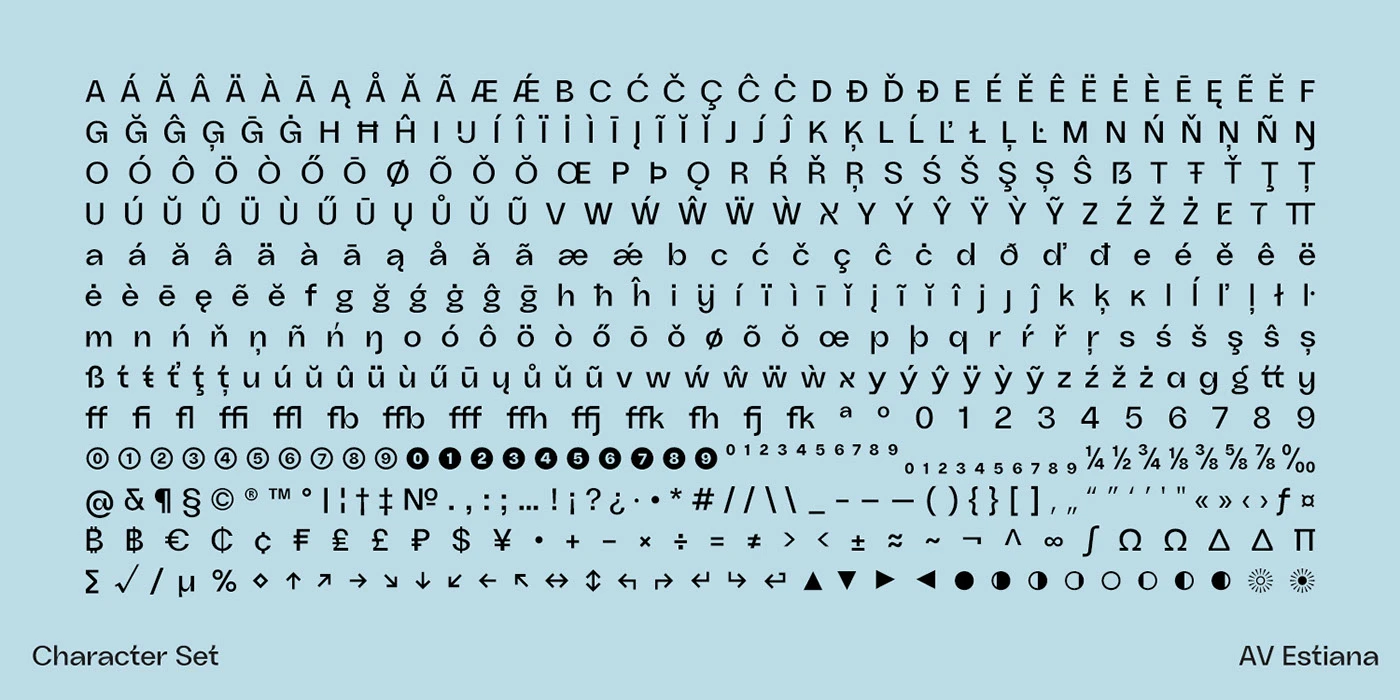 AV Estiana Sans:均宽设计现代无衬线英文字体