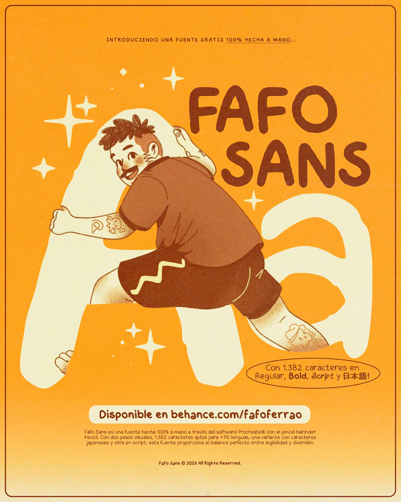 Fafo Sans:手绘铅笔质感创意英文手写字体