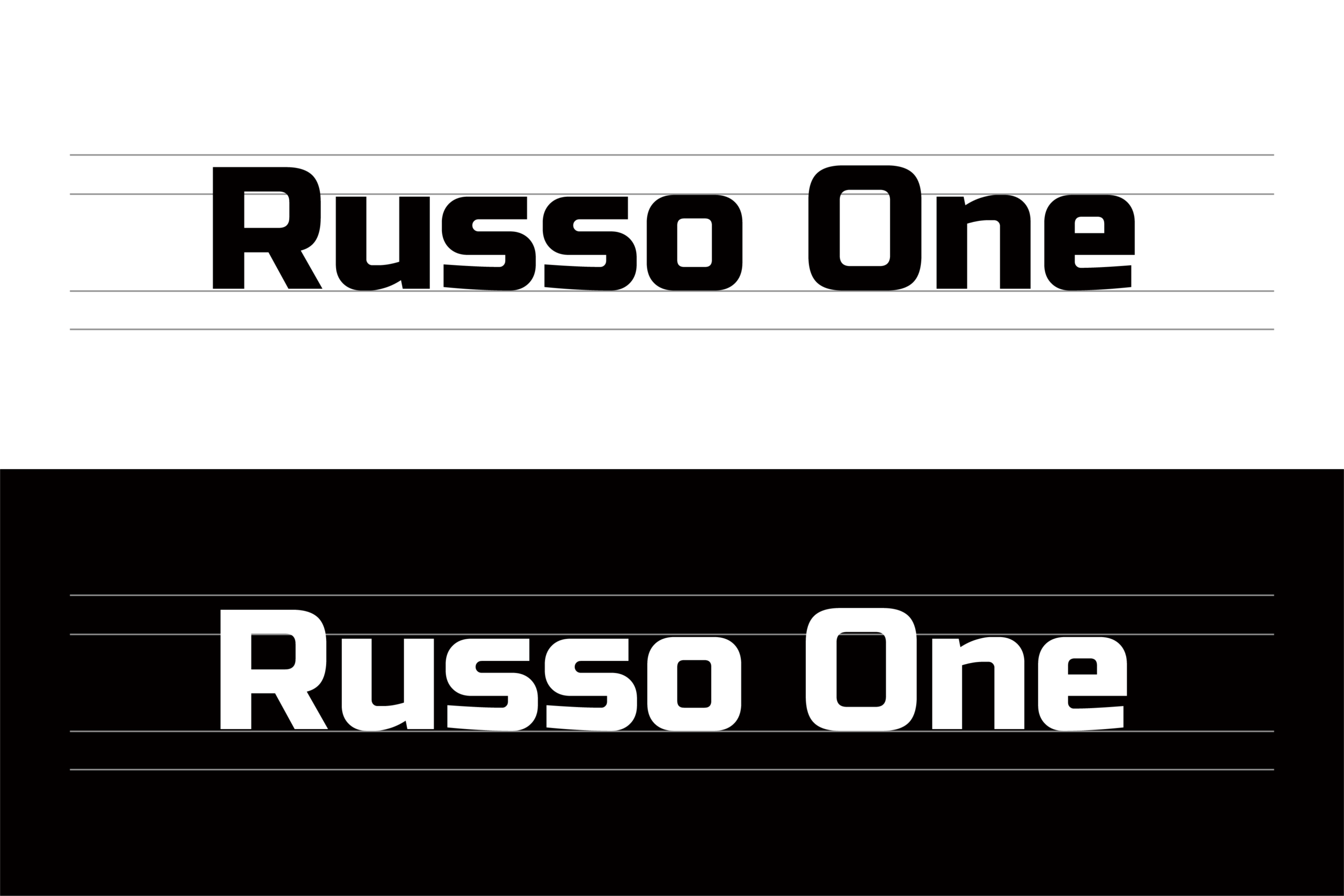Russo One:现代几何力量感无衬线标题英文字体