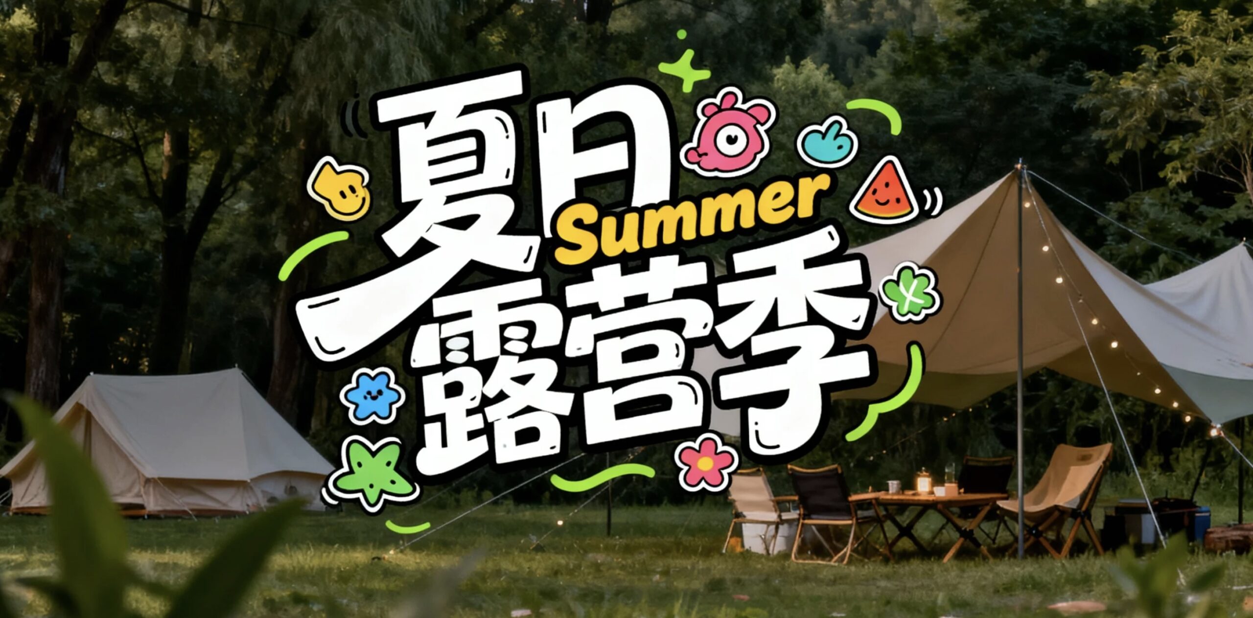 夏日露营季AI字体设计