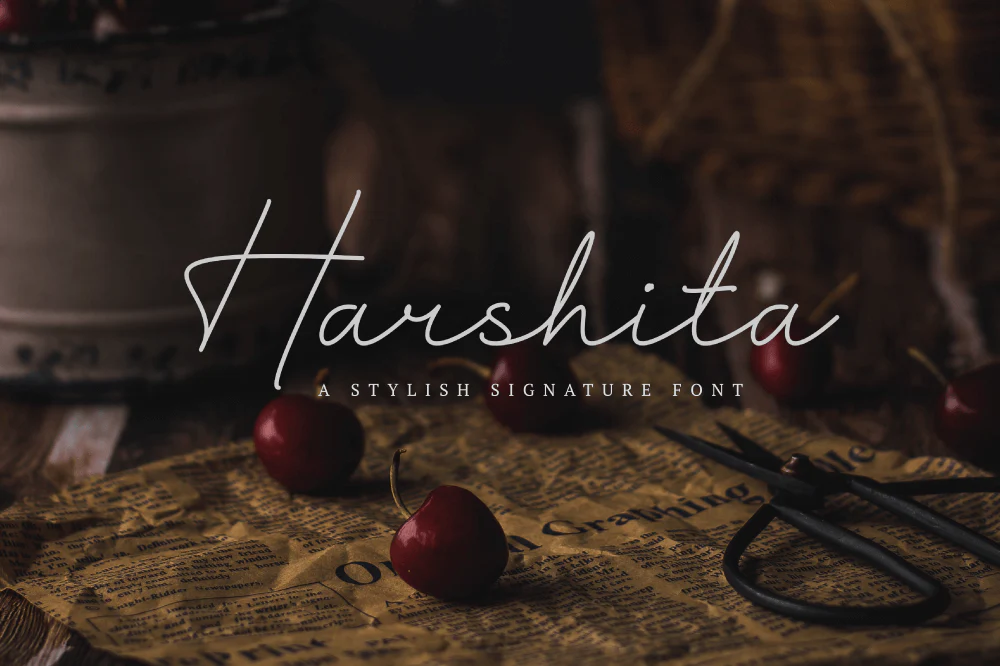 Harshita签名字体:免费商用高端手写品牌签名字体
