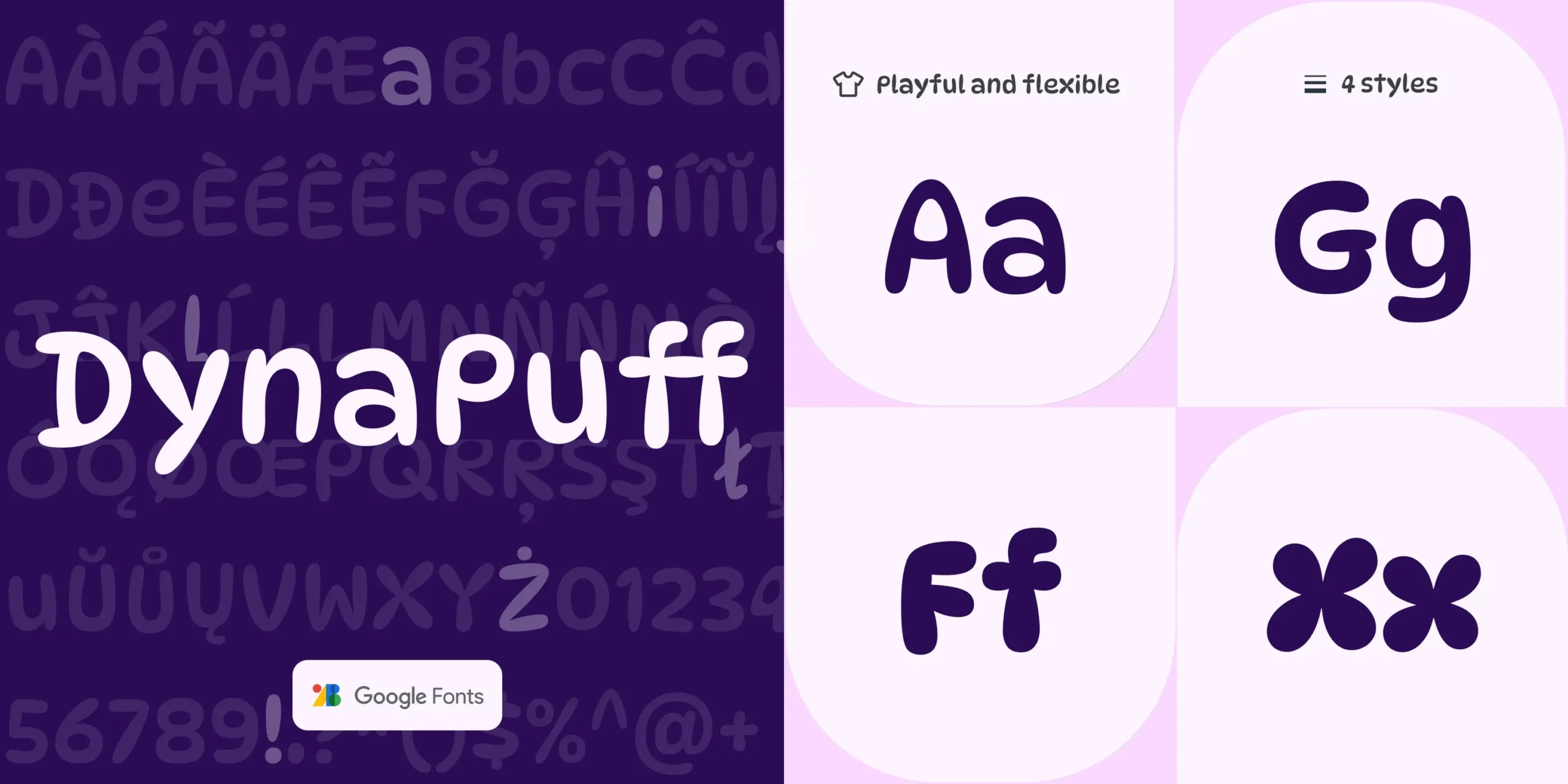 DynaPuff：Google Fonts推出的趣味泡泡风格可变英文字体